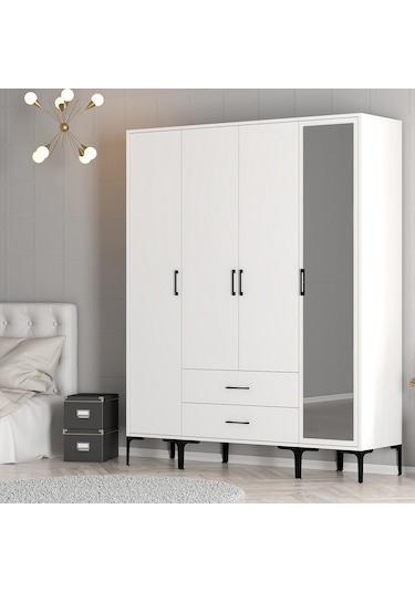 Variant Kumsal 4 Kapılı Str Gardrop - Beyaz / Beyaz