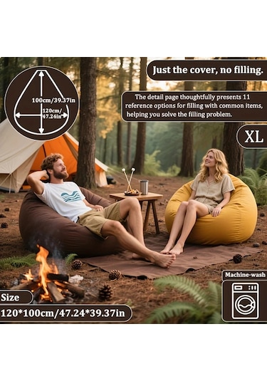 Fochsia Pembe Xl 9 Renk Seçenekli Outdoor Bean Bag Sandalye Yan Cep Çantalı Taşınabilir Pembe