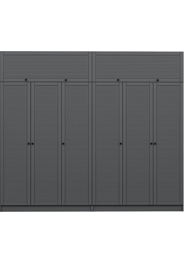 Kale 6 Mebran Panjur Kapaklı 4 Çekmeceli Dolap Ve Yüklük Antrasit 235cm Antrasit