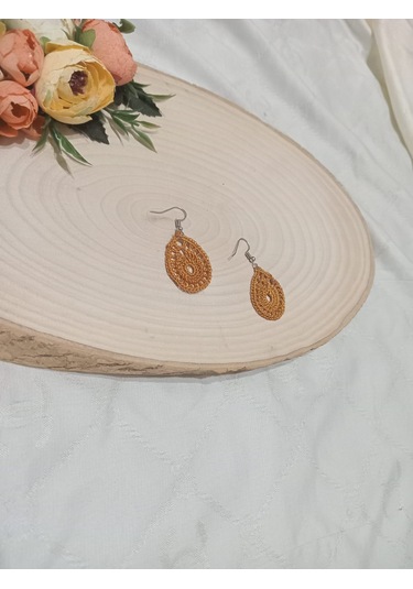 El İşi Örgü Küpe Kahverengi