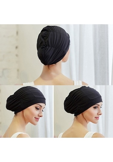 Artfulabode Yüzme Sones Pileli Mavi Kumaş Kulaklıklar Kadın Göl Bonesi Eg Mavi