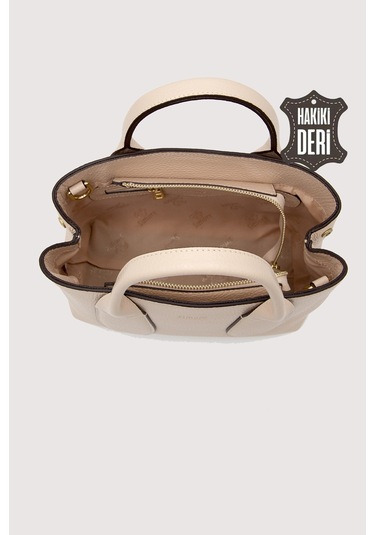 Hakiki Deri Kadın El Çantası Pudra Smr9226 Pudra