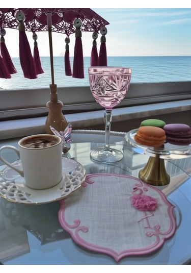 Agbtrend Pembe Flamingo Figürlü Nakışlı Sunum Kokteyl Peçetesi Pembe