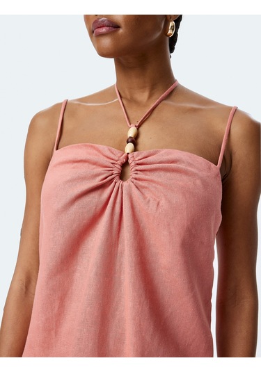 Koton Büzgü Detaylı Boncuklu İnce Askılı Uzun Keten Elbise Koyu Pembe 5sak80065ew Koyu Pembe Koton Büzgü Detaylı Boncuklu İnce Askılı Uzun Keten Elbise Koyu Pembe 5sak80065ew Koyu Pembe