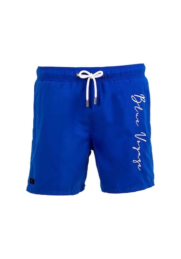 Saks Mavi Su İtici Özellikli Blue Voyage Nakışlı Erkek Plaj Deniz Şort Mayo - 303-saks 001