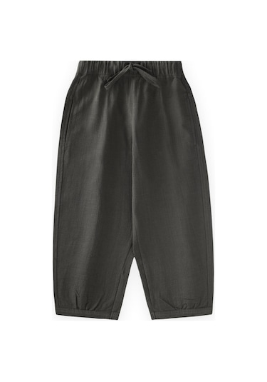 Cigit Keten Boyfriend Pantolon 2-10 Yaş Siyah