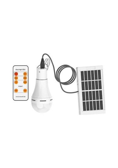 Pazly 9w Güneş Enerjili Led Ampul, 5 Mod, Uzaktan Kumandalı, 6000-6500k Beyaz, Kamp & Acil Durum