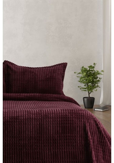 Merinos Modern Line 3 Parça Battaniye Seti Mor