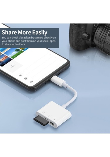 Yaozixa Type-c Hub Usb2.0+sd+tf Kart Okuyucu, Otg Desteği, Taşınabilir, Beyaz, Çoklu Arabirim, Veri Paylaşımı, Çalışma Verimliliği