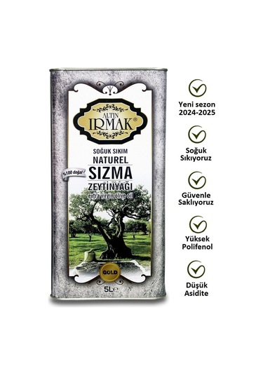 Altın Irmak Özel Harman Yeni Sezon Soğuk Sıkım Natürel Sızma Zeytinyağı 5 L
