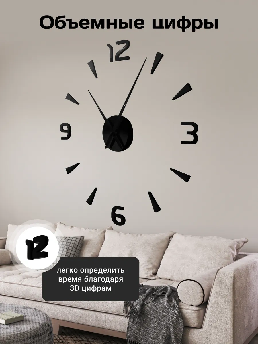 Artclock Rulo Duvara Yapışan Rakamlı Dekoratif Duvar Saati 351490821 Siyah