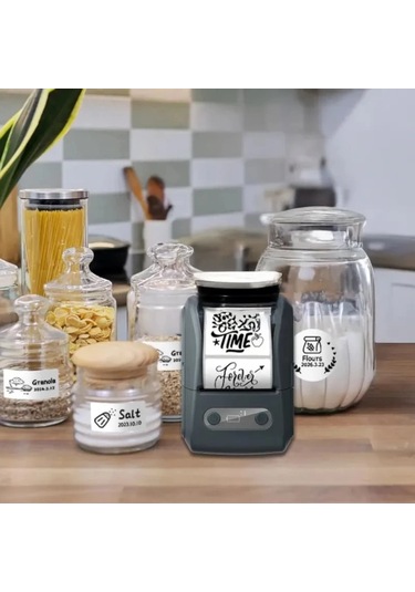 Siyah Kablosuz Portatif Etiket Yazıcısı Çok Renkli