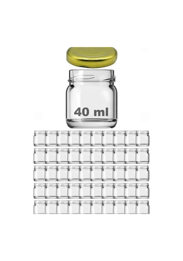 50 Adet Metal Gold Kapaklı Cam Mini Kavanoz 40 Cc Kına Düğün Söz Nişan Hediyeliği Şeffaf-gold