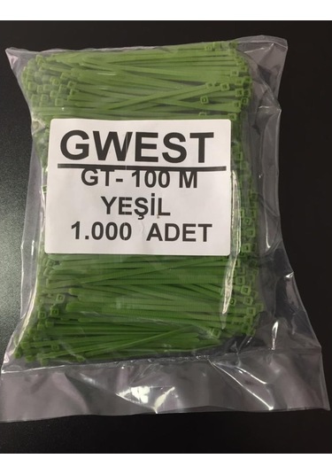 Gwest 2,5X100Mm. (10Cm.) Yeşil Renk Plastik Kablo Bağı 1000 Adet (383634281)