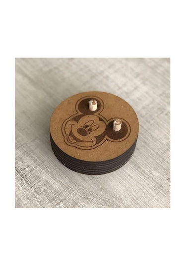 Ahşap Figürlü 6'lı Bardak Altlığı Dekoratif 3mm - Mickey Mouse Ahşap