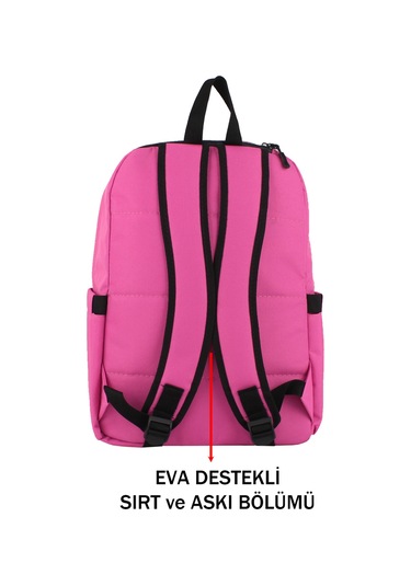 Pembe Okul Sırt Çantası Ortaokul Lise Geniş İç Hacim Su Geçirmez Kumaş Yandan Cepli Pembe