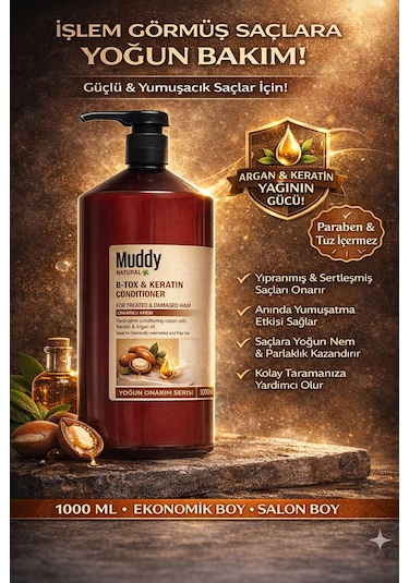 Muddy B-Tox&Keratin Onarıcı Saç Bakım Kremi 1 L