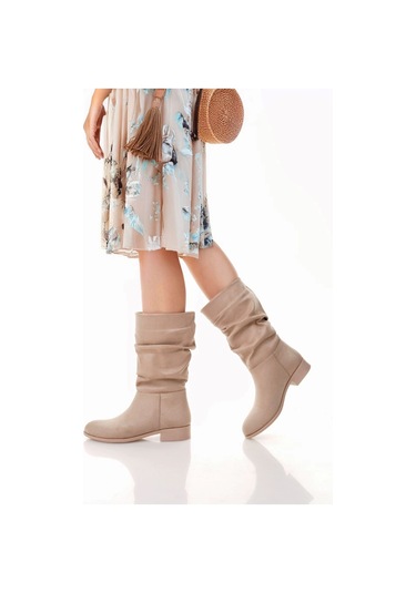 Plod Bej Süet Çizme Bej