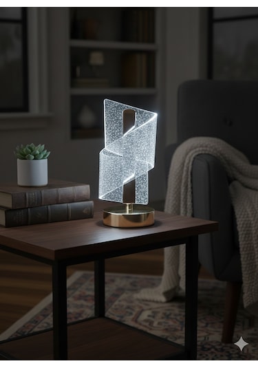 Şarjlı Dekoratif Camlı Masa Lambası 3 Modlu Led Aydınlatma Renkli