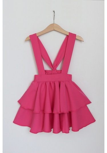 Kız Çocuk Helen Pembe Askılı Kat Kat Bağlama Jile Elbise