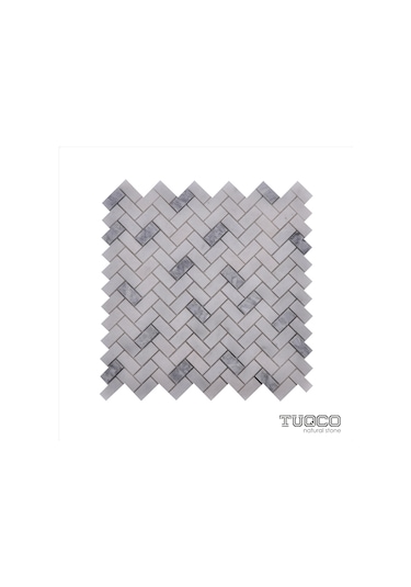 TUQCO Doğaltaş Herringbone Muğla B. Gümüş Honlu Mermer Mozaik
