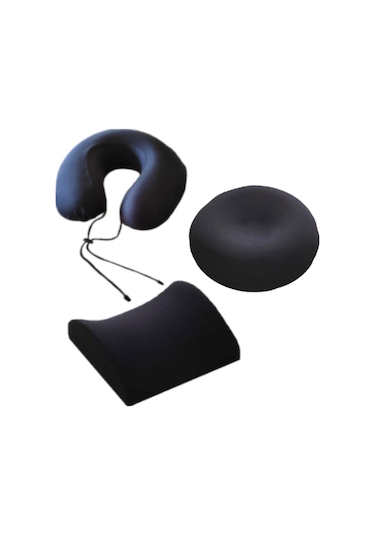 Viscoli Yuvarlak Yastık Oturma Simidi + Bel Yastığı + Boyun Seyahat Yastığı