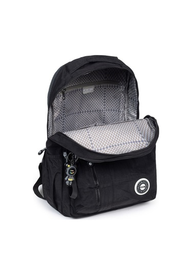 Modern Tarzda Su Geçirmez Krınkil Kumaş Okul Sırt Çantası Hafif, Konforlu Ve Fonksiyonel Tasarım - Siyah Siyah