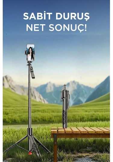 Torima L17 Telefon - Kamera Tutucu 1.8 M Tripod Selfie Çubuğu + Tripod