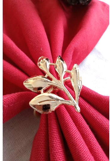 6 Adet Gold Sarmaşık Metal Peçete Halkası - Napkin Ring - Table D