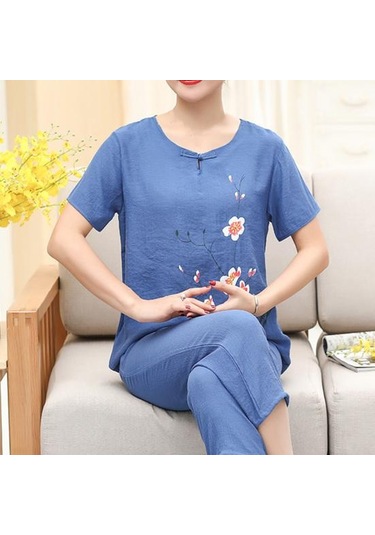 Koyu Yeşil Trendy Kadın Üst Pantolon Takımı O Yaka Orta Bel Hızlı Kuru Koyu Yeşil