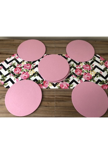 Zigzag Zemin Üzerine Çiçek Desenli Runner & Supla Çok Renkli