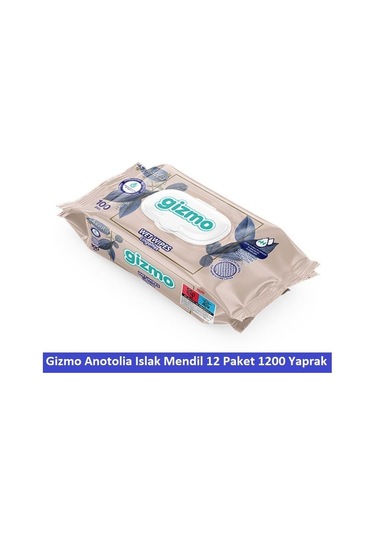 Gizmo Anatolia Islak Mendil 12 Paket 1200 Yaprak 12'li Set