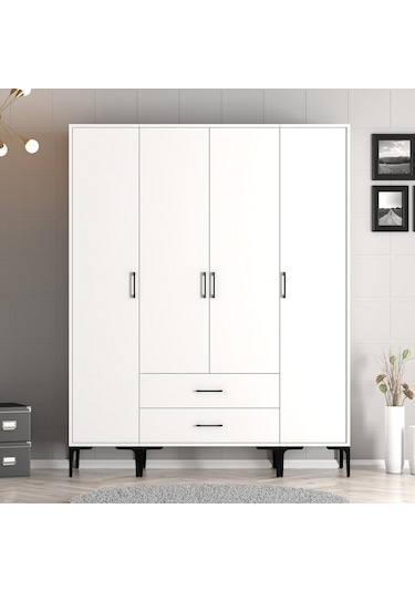 Variant Kumsal 4 Kapılı Sts Gardrop - Beyaz / Beyaz