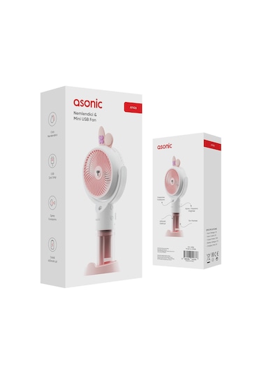 Asonic Afn26 Beyaz 500mah 2 Kademe Nemlendirici Sprey Usb Fan