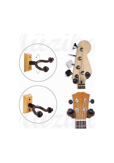 Gitar Bağlama Ukulele Duvar Askısı Standı Ahşap Yüzey + Dübel Ve Vida Dahil