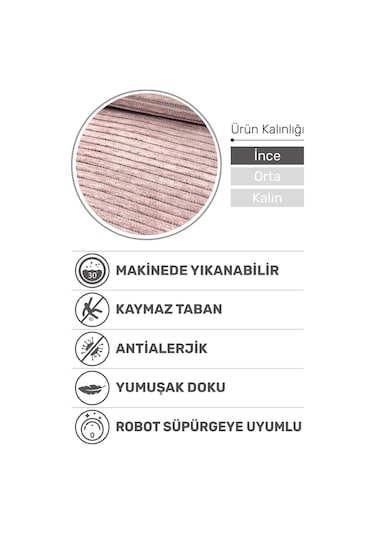 Lidya Bej / Füme Pamuk Dokuma Yumuşak Halı Kaymaz Tabanlı, Kolay Temizlenen, Modern Tasarım Kilim Bej