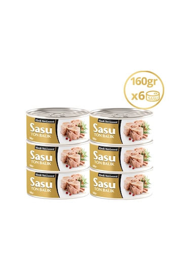 Sasu Klasik Ton Balığı Bütün Dilim 6 x 160 G