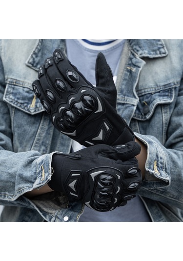 Padalink Erkek Ve Kadın Motosiklet Eldiveni - Kaymayan, Nefes Alabilir, Dokunmatik Uyumlu - Siyah Kırmızı L Boy