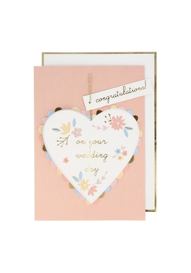Meri Meri - Heart Wedding Card - Kalpli Evlilik Tebrik Kartı