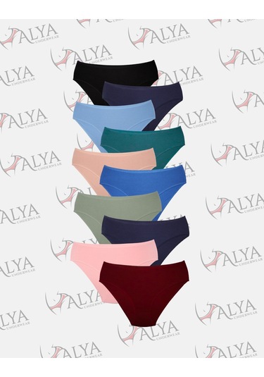 Alya Underwear Kadın Külot Basic Slip Renkli Pamuklu Iç Çamaşırı 10'lu Paket Multicolor-x32 Multicolor - X32