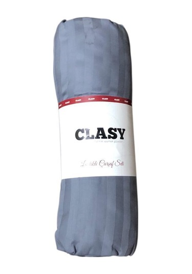 Clasy Tek Kişilik %100 Pamuk Saten Lastikli Çarşaf + 1 Adet Yastık Kılıfı 100 X 200 Gri