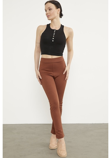 Süs Cepli Aksesuar Detaylı Tayt - Kiremit 001