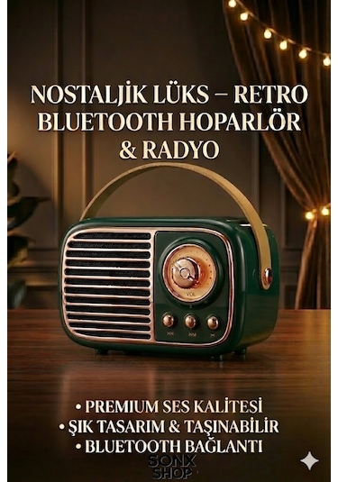 Sonx Nostaljik Retro Bluetooth - Fm Radyo, Usb Ve Bluetooth Kablosuz Hoparlör