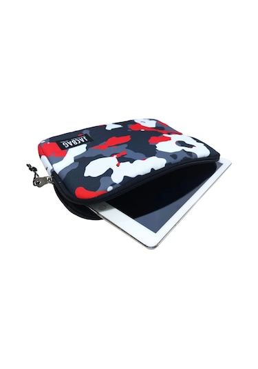 Jacbag Kırmızı Kamuflaj Kız Ve Erkek Çocuk Tablet Çantası/kılıfı Suya Dayanıklı Malzeme Tablet Kılıfı