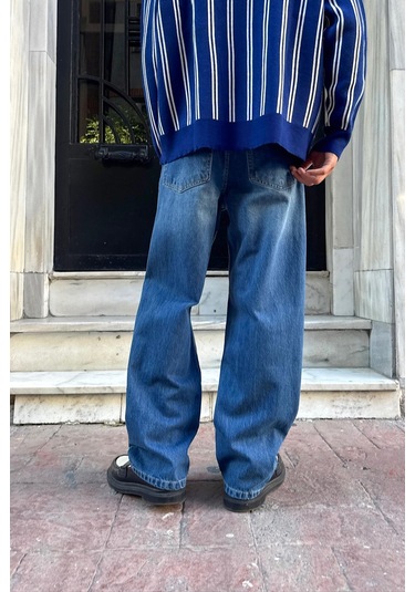 Flaw Çizgili Baggy Fit Mavi Mavi
