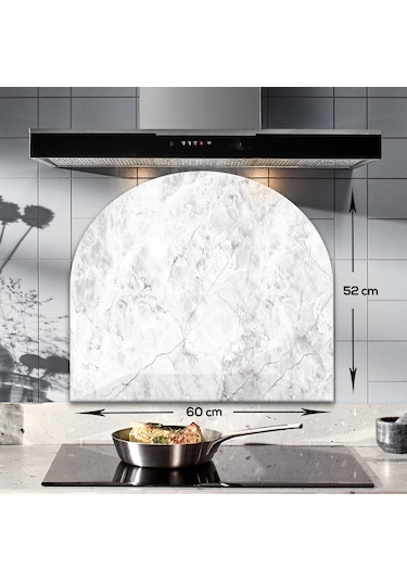 Decorita Cam Ocak Arkası Koruyucu | Oval Şekilli | Taş Görünümlü