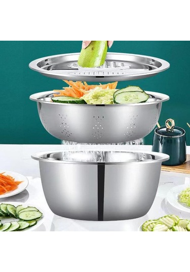 Suntek Sebze Dilimleyici Pirinç Yıkama Süzgeci Ve Süzme 28cm Gümüş