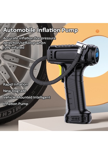 Teltree Akıllı Dijital Göstergeli Araç Lastik Pompa - Otomatik Durma, Led Işık, 4000mah Li-pil, 3 Fişli, Usb, Taşınabilir Siyah