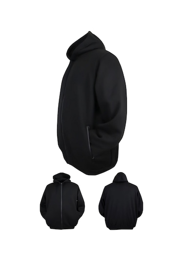 Erkek Büyük Beden 105 - 185 Kilo Arası İçin Uygun Kapüşonlu 3 İplik Şardonlu Kışlık Kalın Sweat Mont Siyah Erkek Büyük Beden 105 - 185 Kilo Arası İçin Uygun Kapüşonlu 3 İplik Şardonlu Kışlık Kalın Sweat Mont Siyah