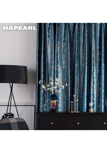 Mavi 1 Pc Napearl 80% Karartma Perdeleri Ev Dekor Lüks Lüks Gölge Oturma Odası Yatak Odası Mavi